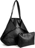 Large Genuine Leather Tote Bag Black