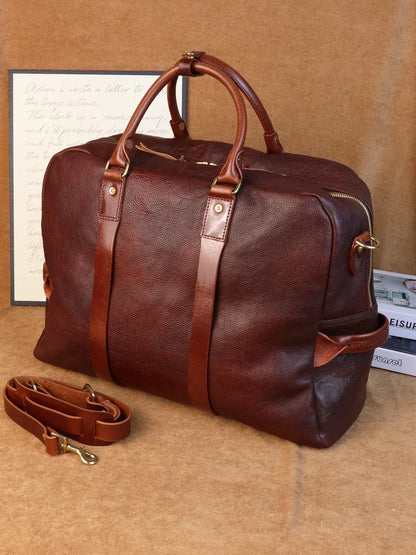mens leather travel bag large cowhide duffle weekender bag 2