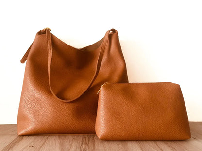 Soft Leather Tote Bag Lightweight Roomy Leather Tote Brown