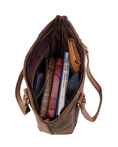Leather Tote Bag With Zipper Large Work Tote Bag