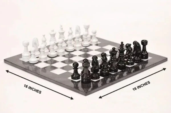 Large Marble Chess Set 16 Inch Handcrafted Marble Chess Board
