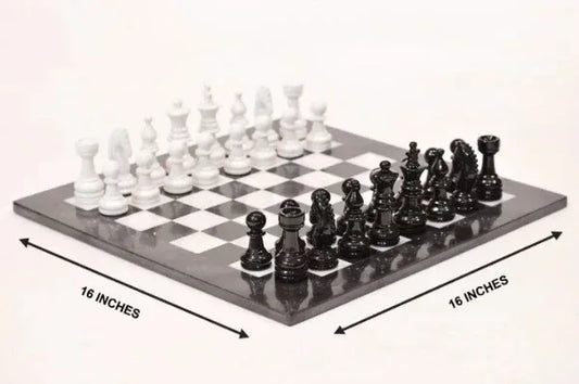 Large Marble Chess Set 16 Inch Handcrafted Marble Chess Board