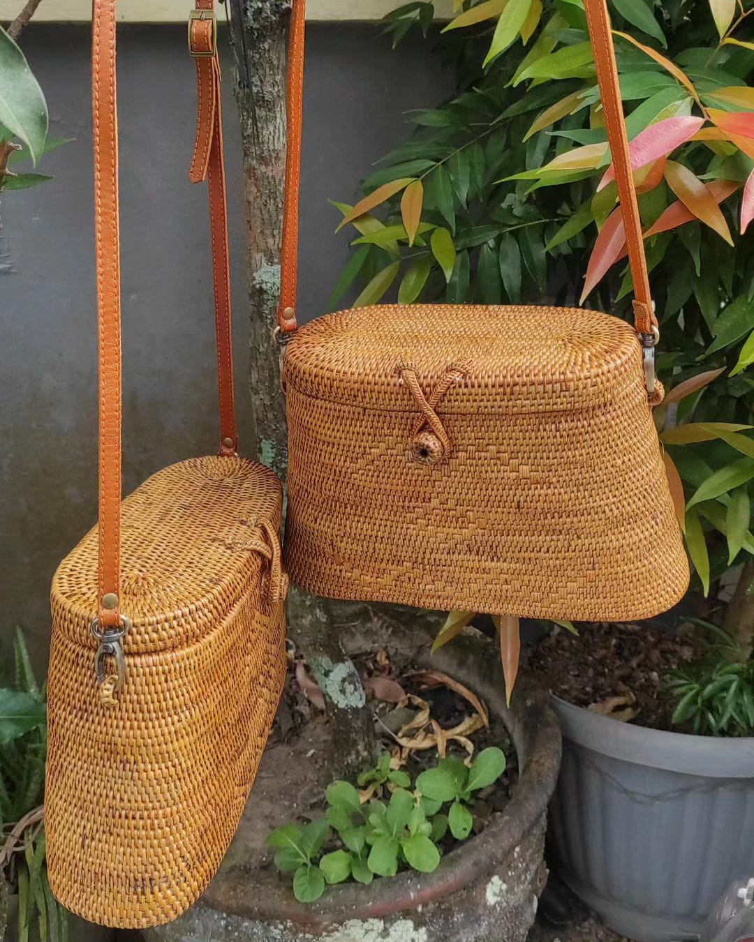 Natural Handcrafted Rattan Crossbody Purse