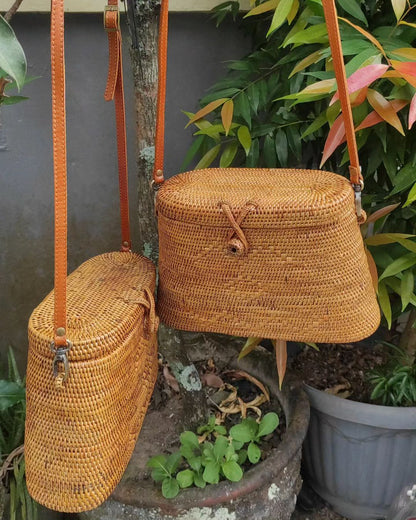 Natural Handcrafted Rattan Crossbody Purse