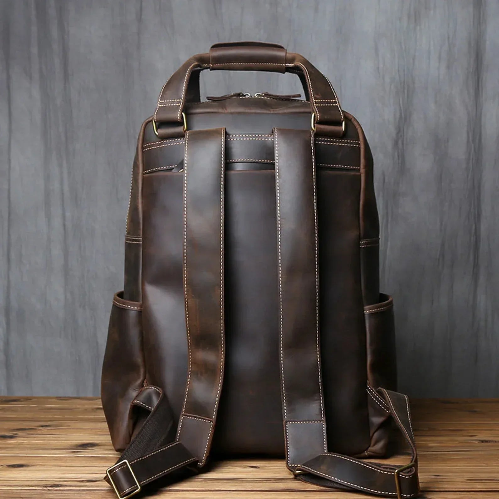Leather backpack for men genuine leather