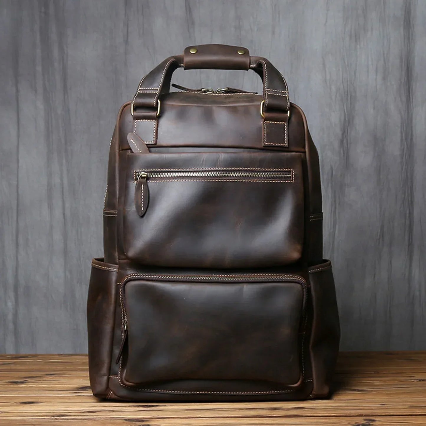 Leather backpack for men genuine leather 4