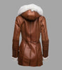 Brown Leather Jacket With Fur Womens Shearling Coat