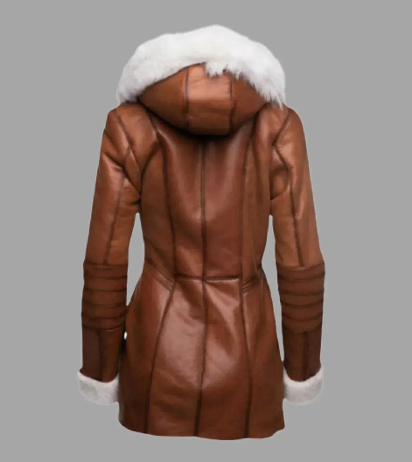 Brown Leather Jacket With Fur Womens Shearling Coat