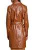 Leather Trench Coat Womens Brown Long Belted Overcoat