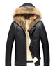 Leather Jacket with Fur Collar Mens