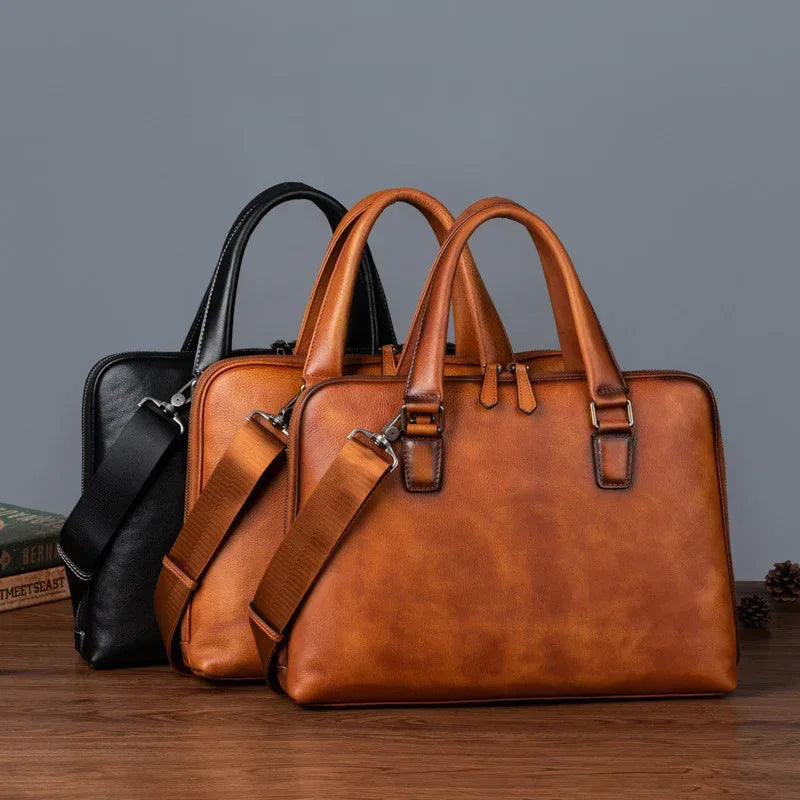 Genuine Leather Messenger Bag for Men Travel