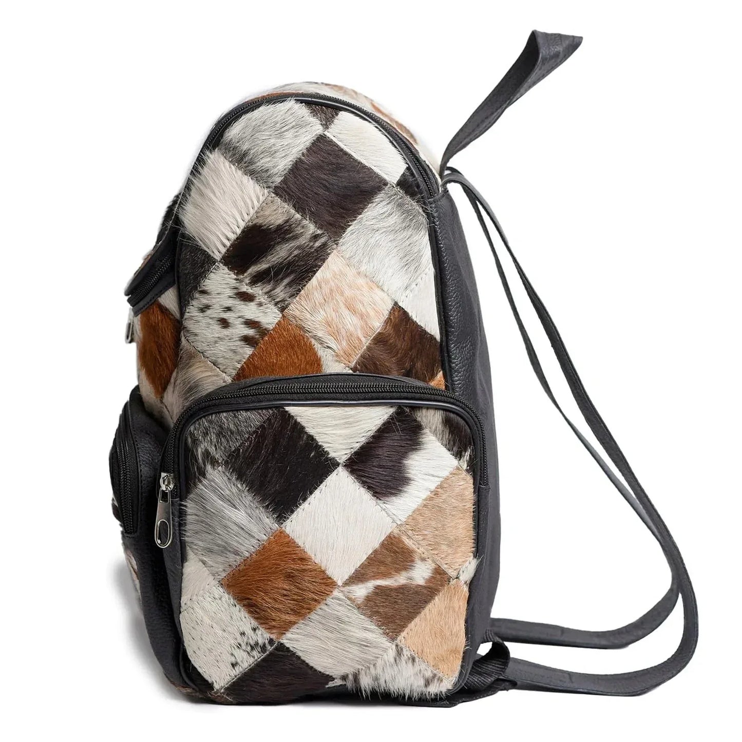 cowhide patchwork backpack leather