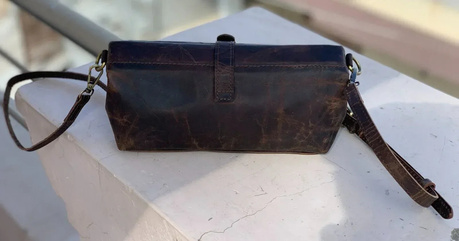 Leather tote shoulder bag for women with pouch set