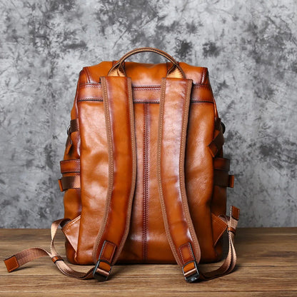 mens leather backpack rucksack travel leather backpack
