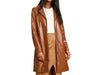 Leather Trench Coat Womens Brown Long Belted Overcoat