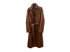 Belted Leather Trench Coat Womens Brown Long Waist Coat