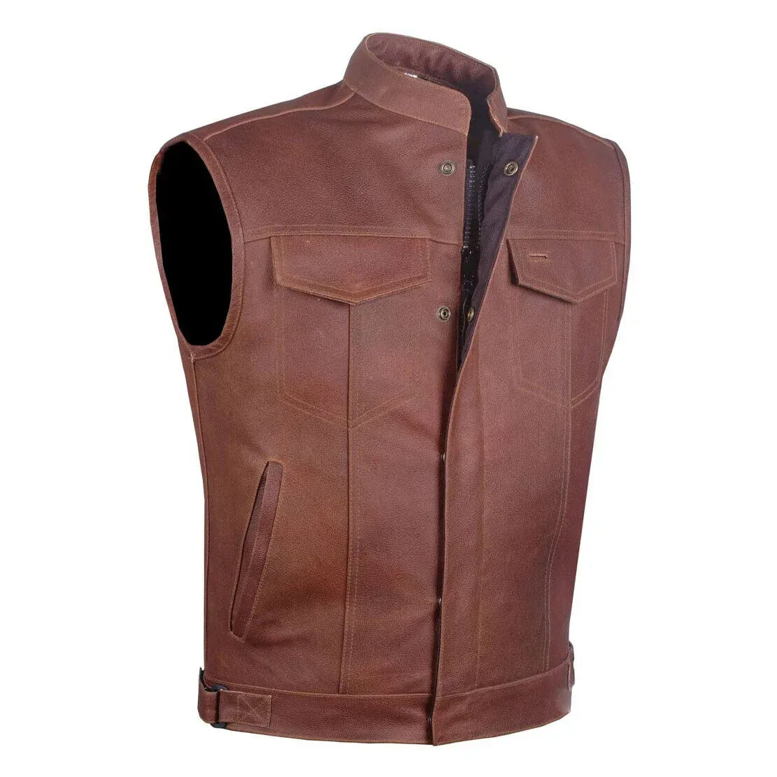 Mens Brown Leather Vest – Leather Waistcoat Men