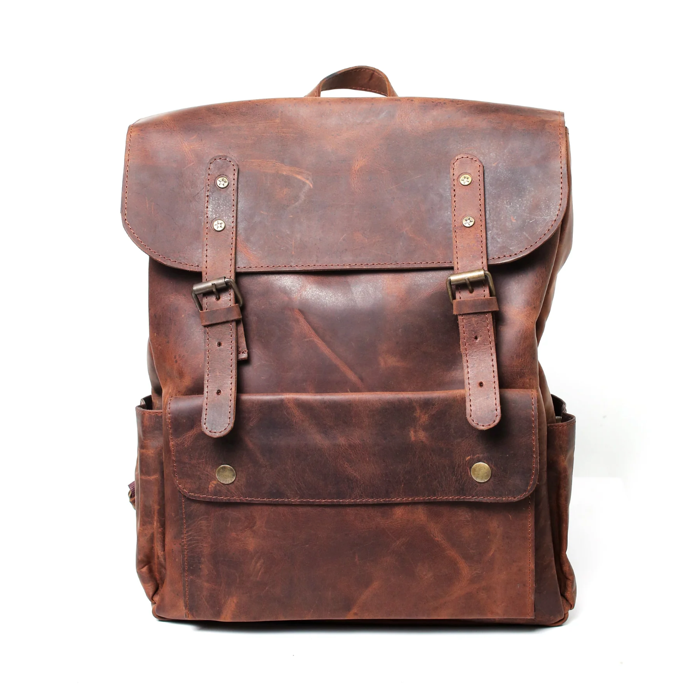 Upgrade your travel gear with this personalized leather rucksack, perfect for 15-inch laptops. Ideal holiday gift for him or her, blending timeless style with practicality.