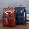 Leather Backpack for Men with Crocodile Pattern and Drawstring Closure