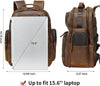 Vintage Leather Laptop Backpack 15.6" Work Travel Bag