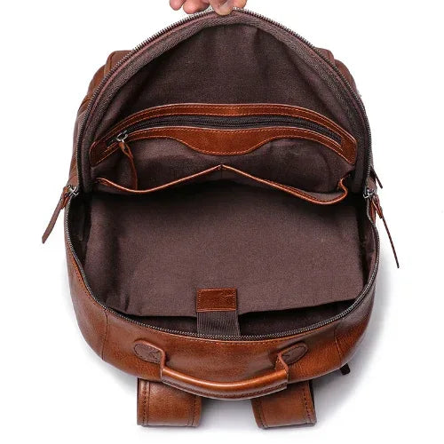 Genuine Leather Backpack Cowhide Travel Laptop Backpack
