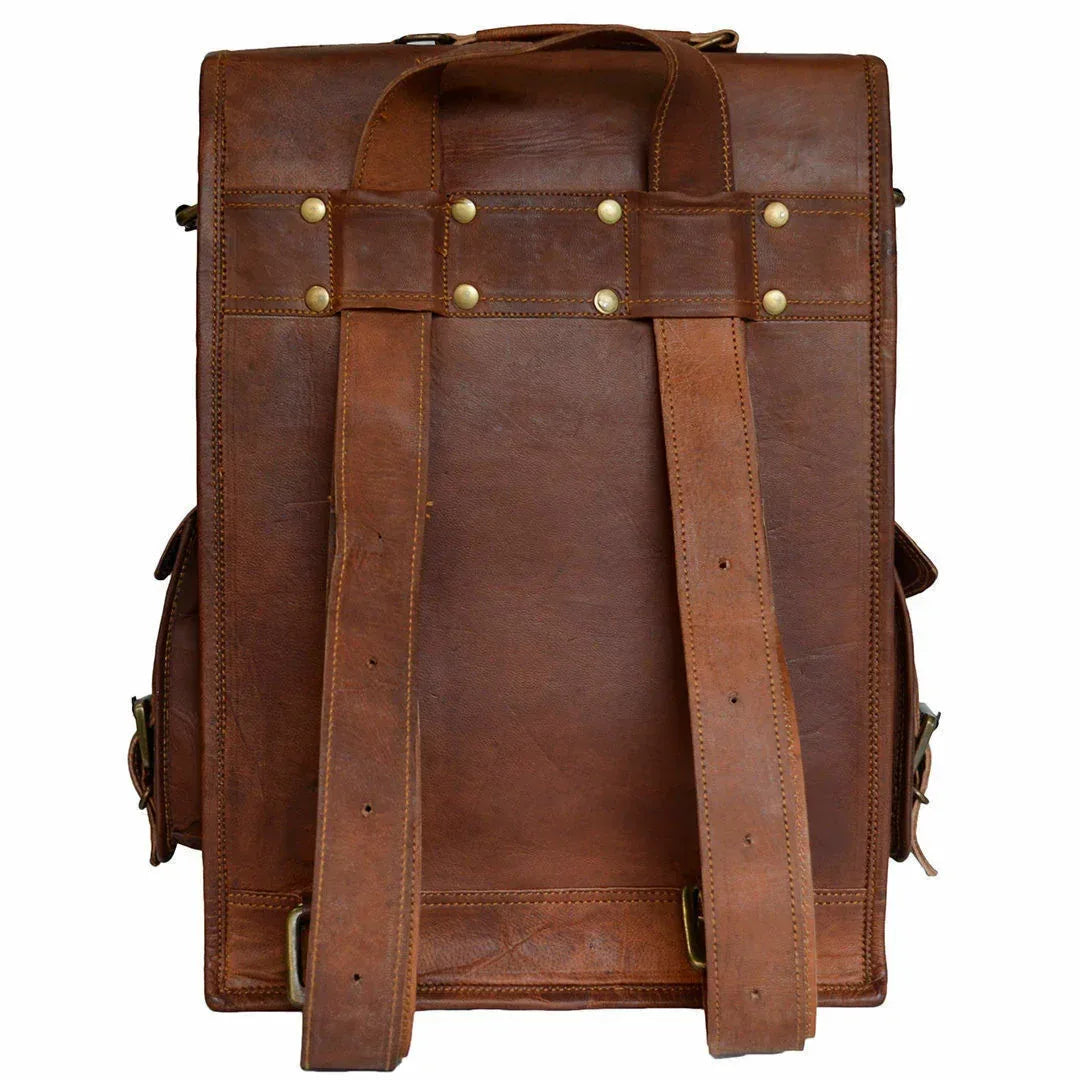 Leather Business Backpack Genuine Work Laptop Bag