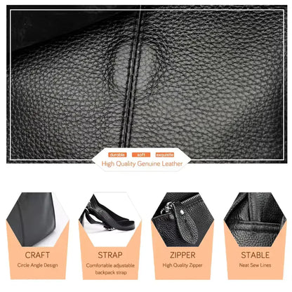 Genuine leather backpack women compact purse