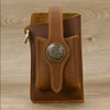 Leather Phone Belt Pouch with Key Ring and Belt Loop Brown
