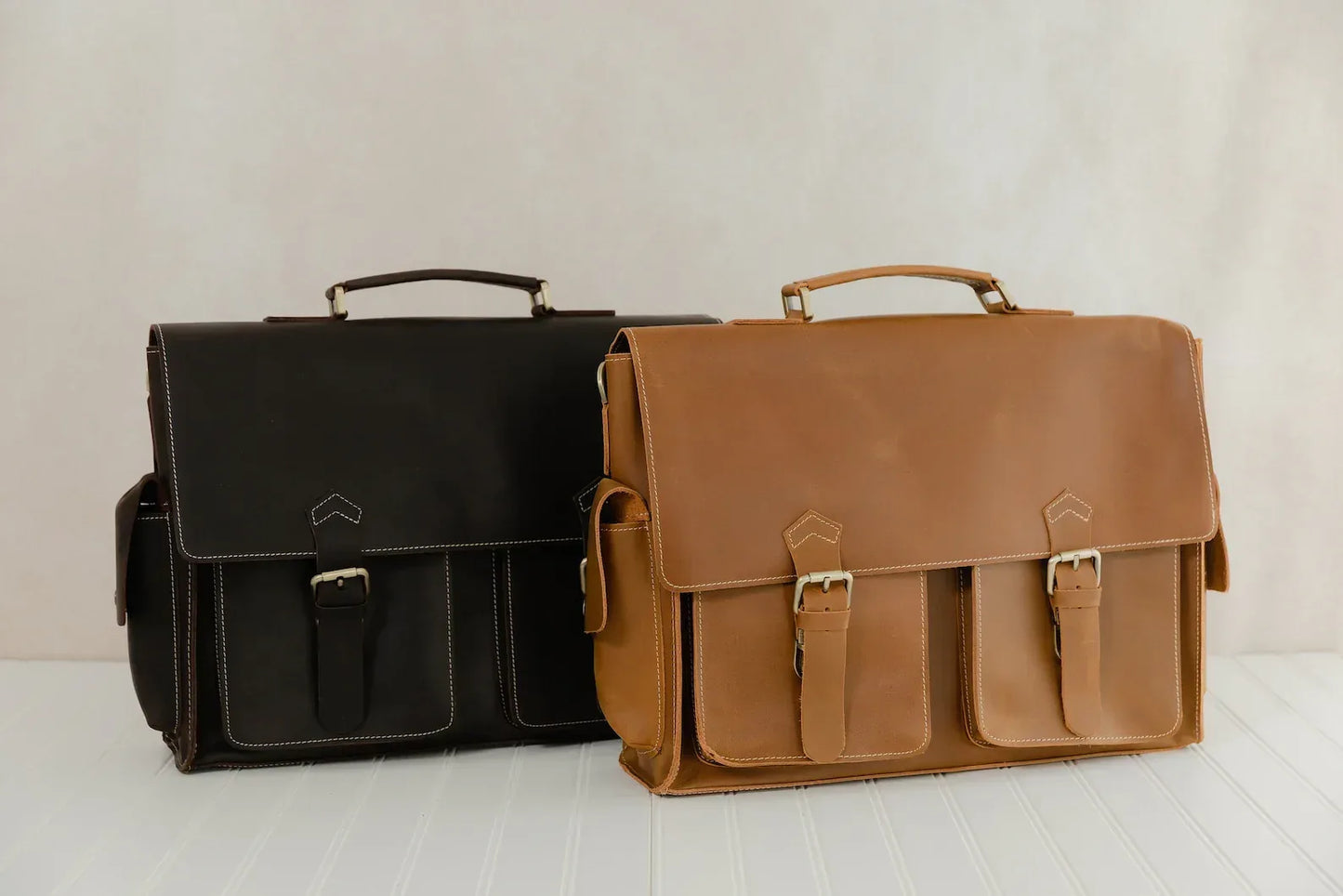 Leather Briefcase Bag Brown Laptop Work Messenger Office Bag