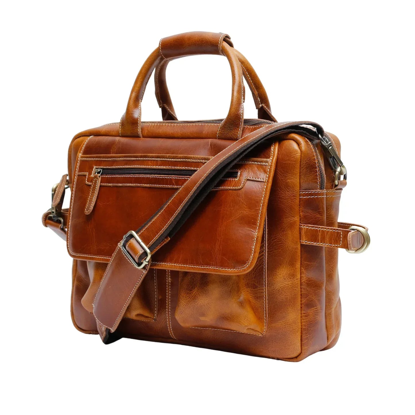 Mens Leather Messenger Bag Laptop Briefcase Travel Work Bag
