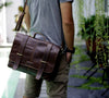 Dark Brown Leather Briefcase for Men 14" Laptop