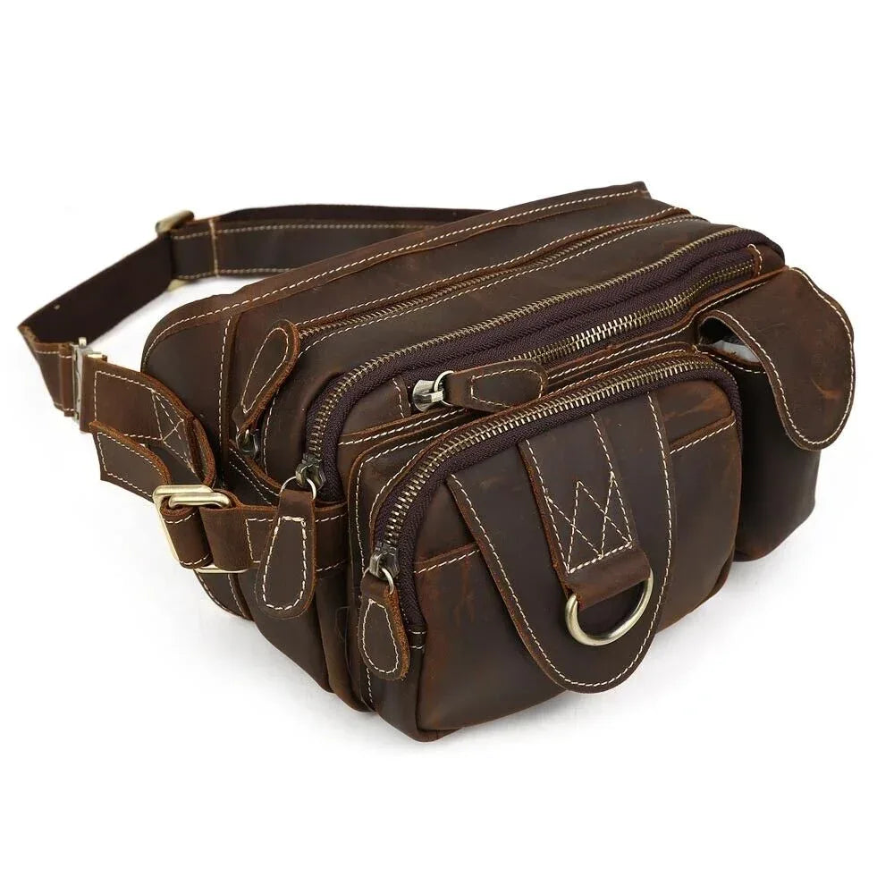 Leather Waist Bag for Men Full Grain Genuine Leather Belt Bag