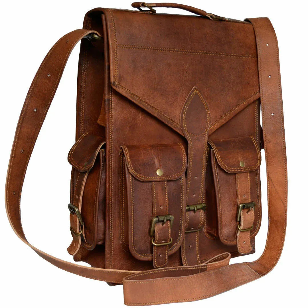 Leather Business Backpack Genuine Work Laptop Bag