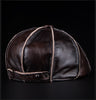 Leather Gatsby cap with brass closure