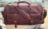 Red leather weekender bag mens genuine leather travel duffle