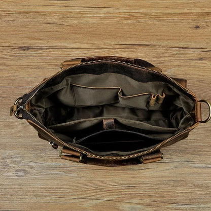 Leather Messenger Bag For Men Brown Laptop Work Crossbody Bag