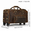 Leather Duffle Bag With Wheels Dark Brown Rolling Travel Bag