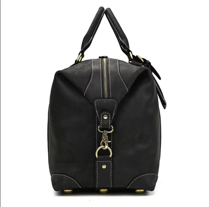 Leather Duffle Bag With Laptop Compartment for Men in Black