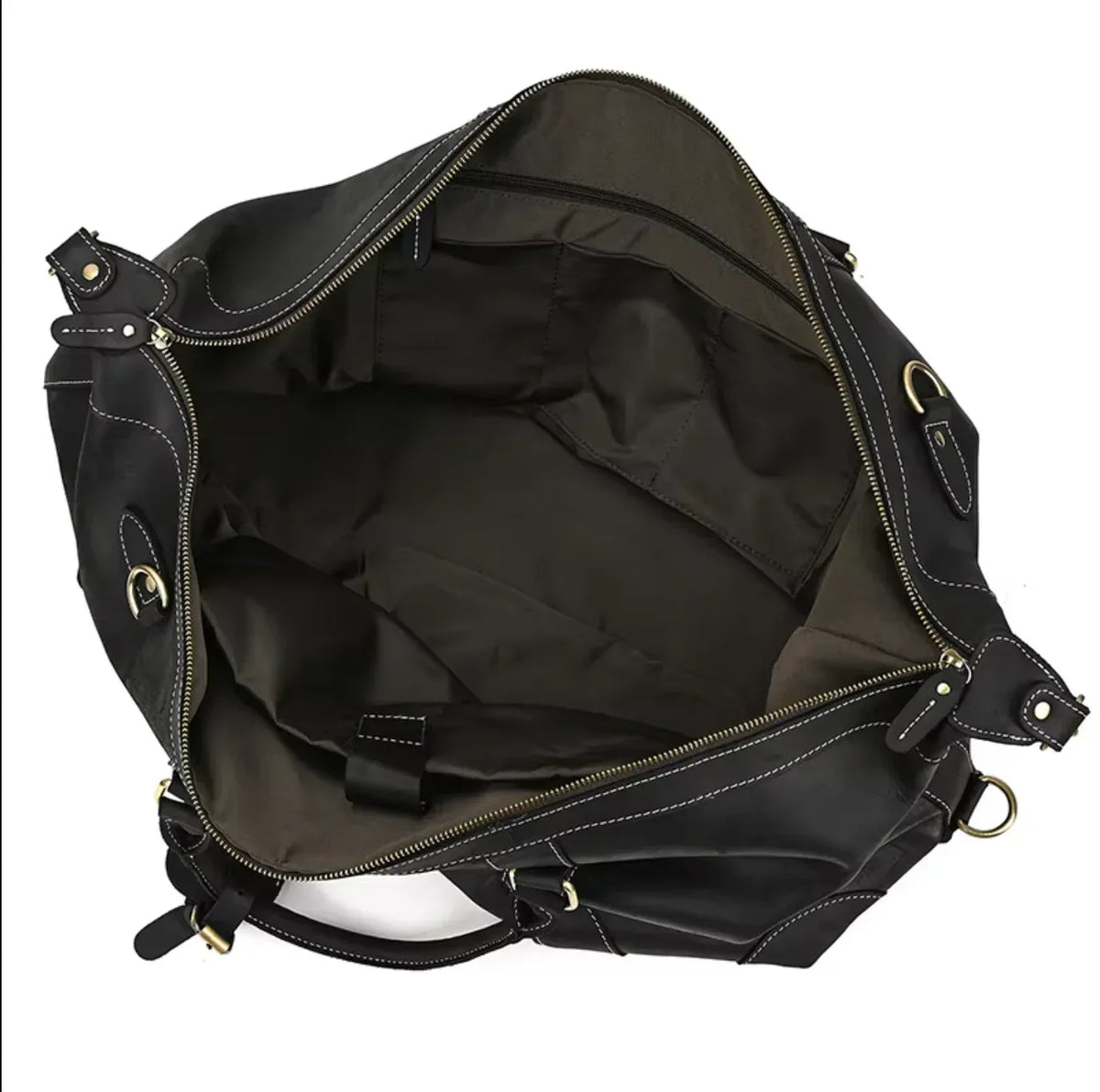 Leather Duffle Bag With Laptop Compartment for Men in Black