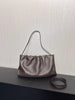 Sheepskin leather cloud shoulder bag for women Brown