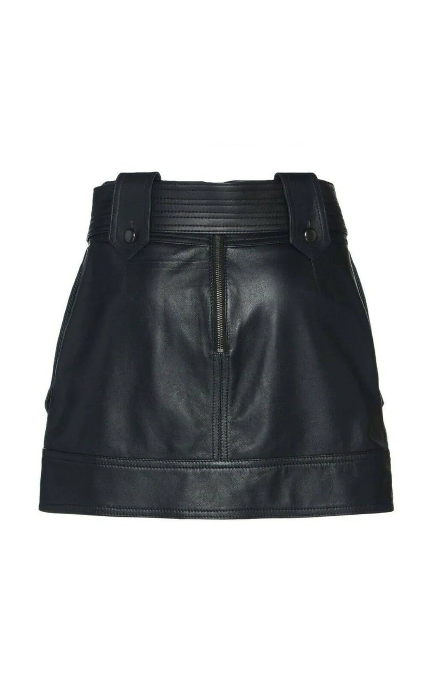 Real Black Full Leather Skirt Outfit