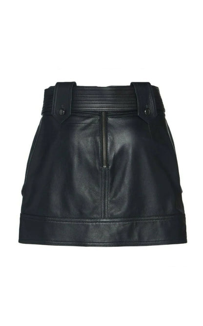 Real Black Full Leather Skirt Outfit