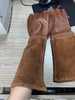 Leather gardening gloves with suede arm cuffs