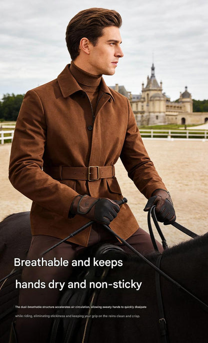 Leather horse riding gloves with goatskin grip