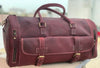 Red leather weekender bag mens genuine leather travel duffle