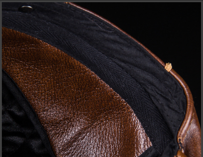 Leather Gatsby cap with brass closure