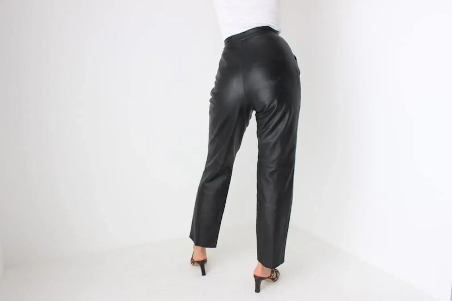 Genuine Leather Women High Waist Pants
