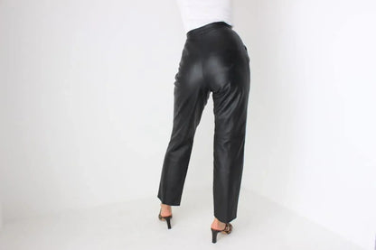 Genuine Leather Women High Waist Pants