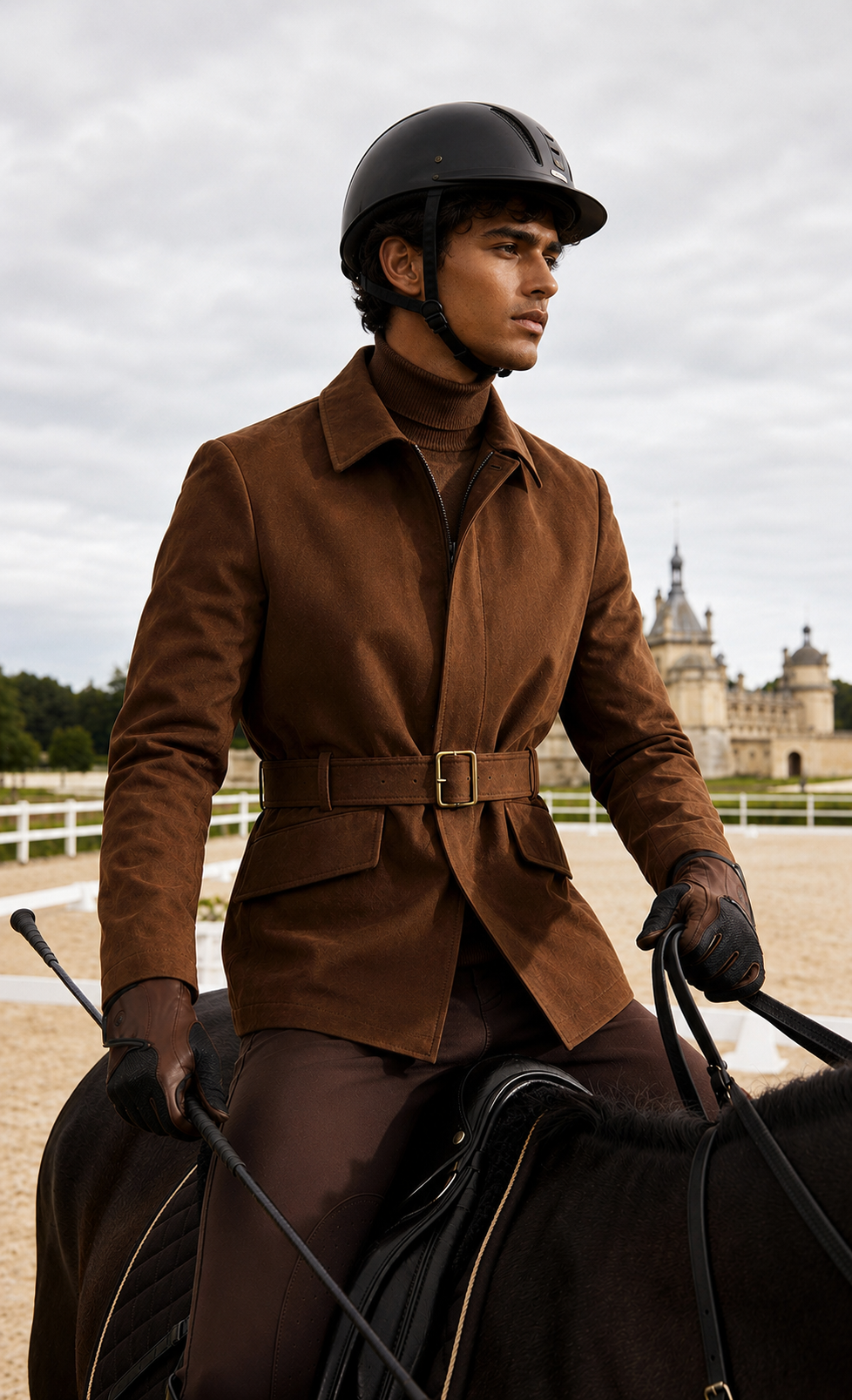 Leather horse riding gloves with goatskin grip