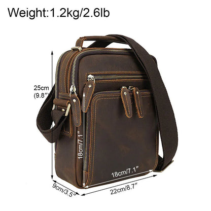 Mens Genuine leather messenger bag crossbody